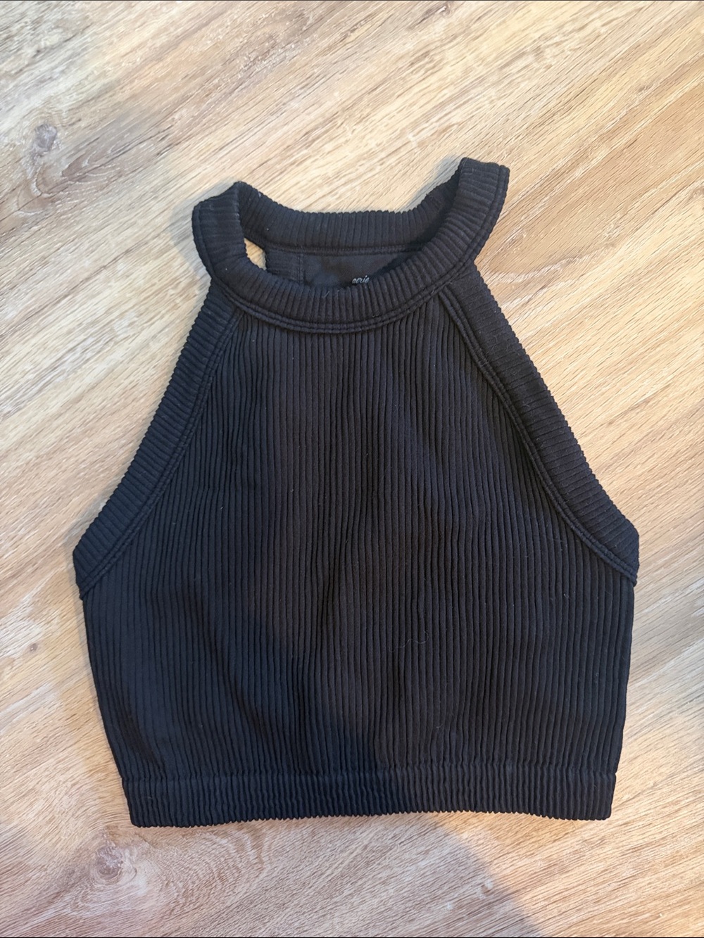 aerie Black Ribbed Crop Top